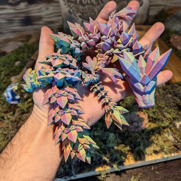Crystal Dragon Flexible Articulated Fidget Toy 3D Printed - Picture 4 of 13